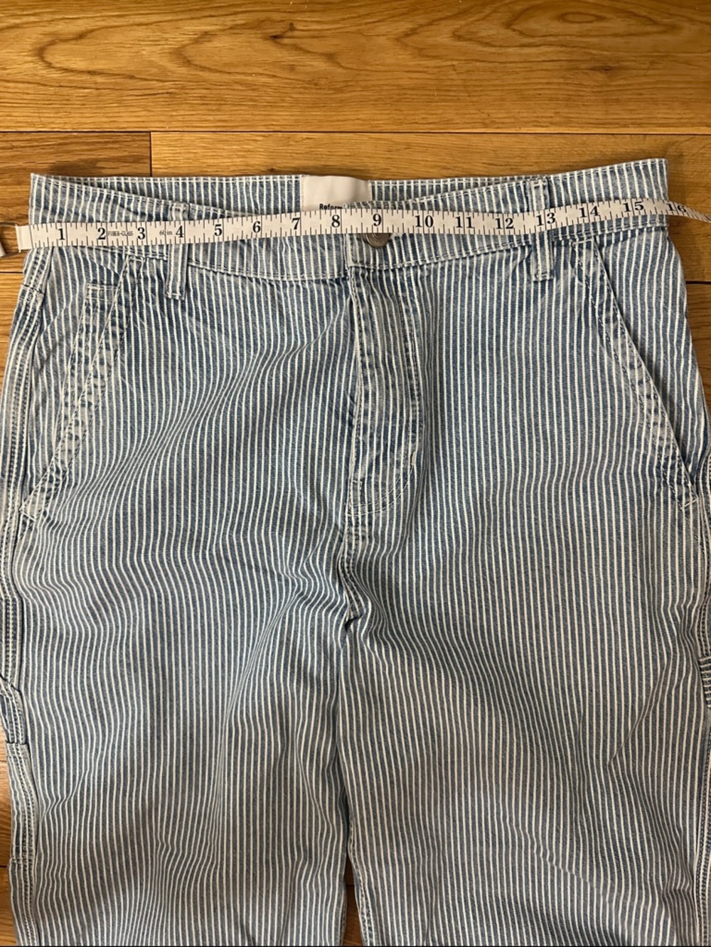 NWT Reformation Diego Mid Rise Baggy Utility Jeans in Island Stripe - Picture 11 of 13